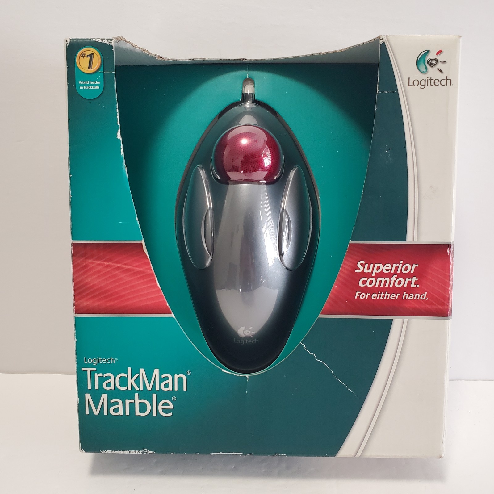 Logitech TrackMan Marble Wired Trackball Mouse 910-000806 In Box Tested Working