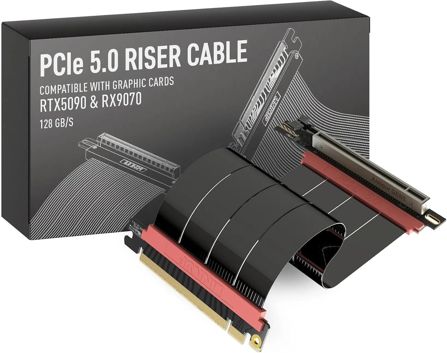 LINKUP - AVA5 PCIE 5.0 Riser Cable | RTX5090 RX9070 GPU Ready | x16 128GB/s S...