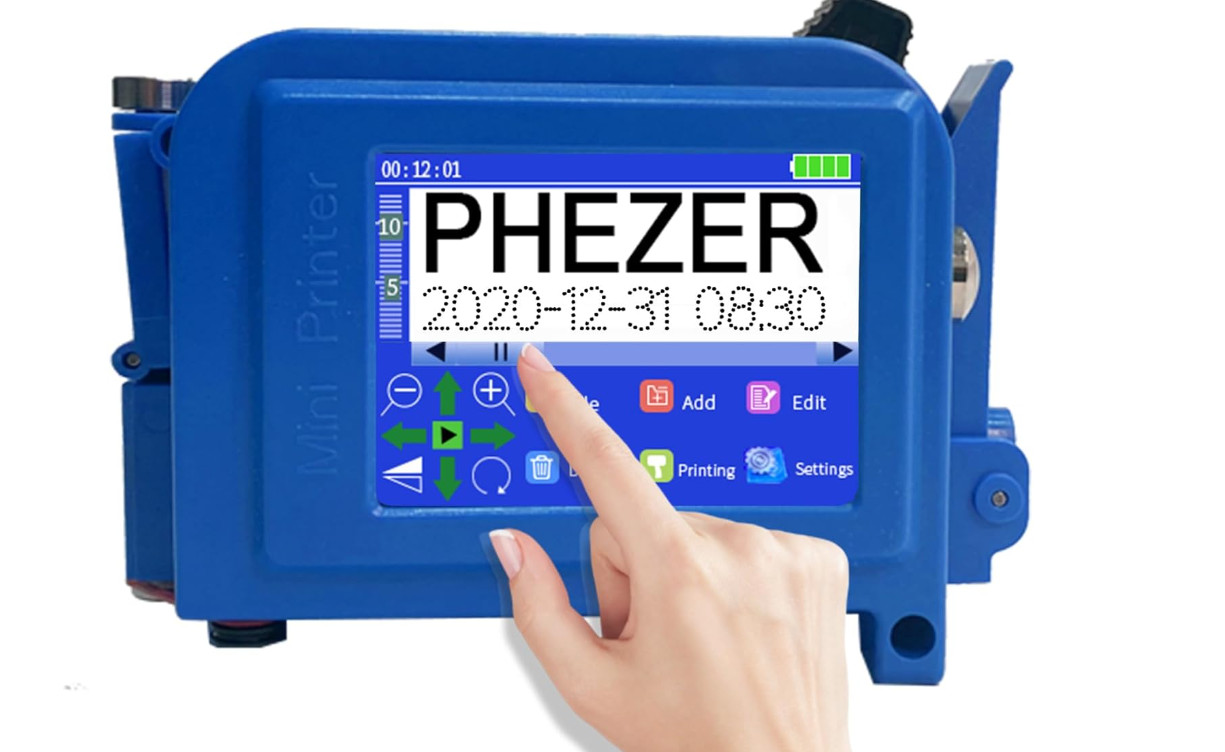 Upgraded 25.4mm/1 inch Mini Inkjet Printer for All Materials PC11-1, 25 Language