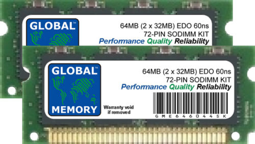 64MB (2 x 32MB) 72-PIN FPM SODIMM MEMORY RAM KIT FOR LAPTOPS/NOTEBOOKS