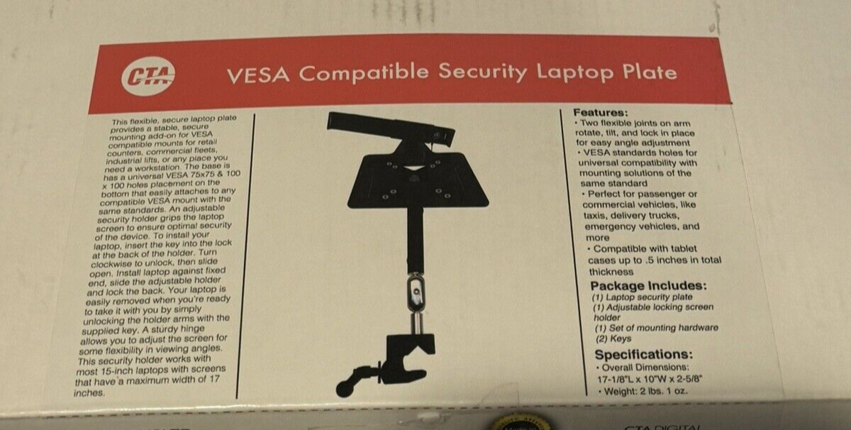 CTA Security Laptop Plate – Universal Adjustable VESA Compatible Security
