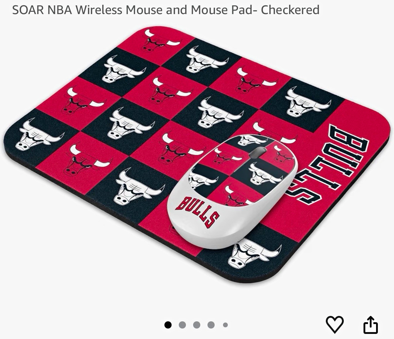 SOAR NBA Chicago Bulls Wireless USB Mouse & Pad Combo Plug & Play 1600 DPI