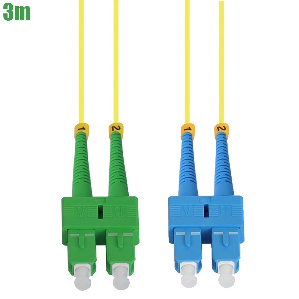 3M SC UPC to SC APC Duplex 9/125 Singlemode Fiber Optic Patch Cable OFNR Yellow