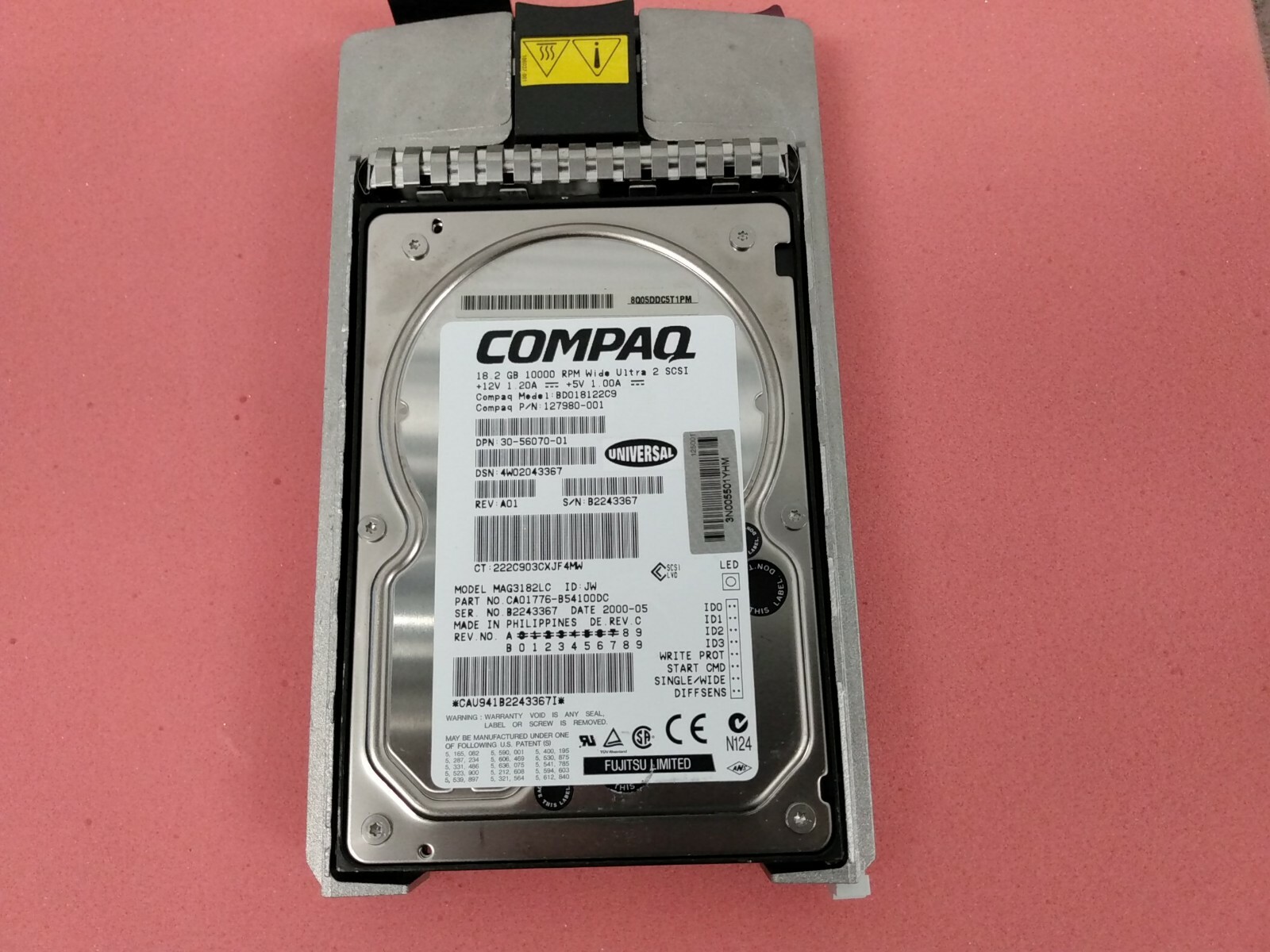 143920-001 128418-B22 HP 18GB 10K RPM SCSI HDD module tested wiped ultra2
