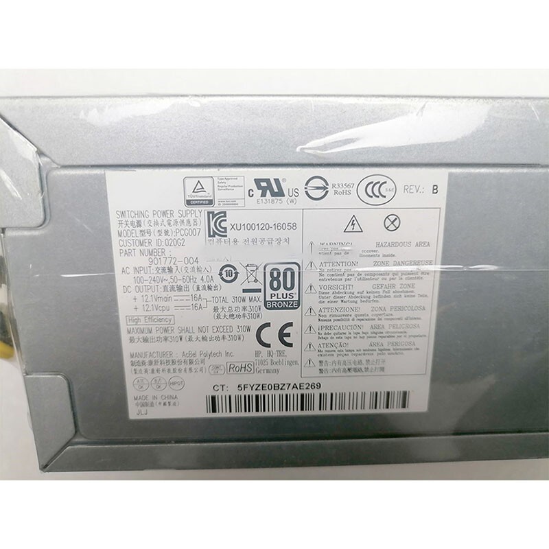 For HP Prodesk G4 400 MiniTower Power Supply 310W PCG007 901772-004