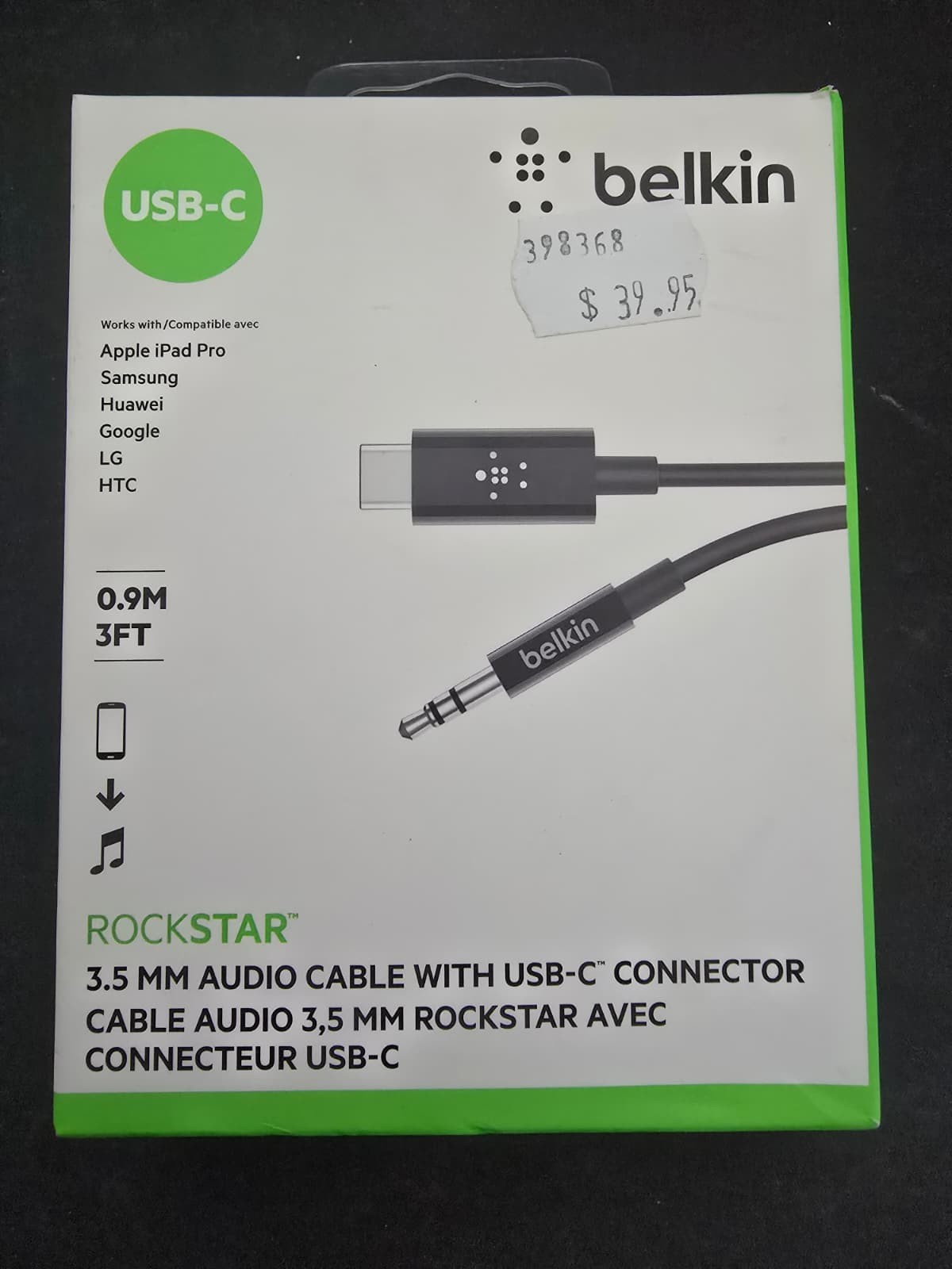 Belkin ROCKSTAR USB-C to 3.5mm Audio Cable – 0.9m / 3ft - Universal