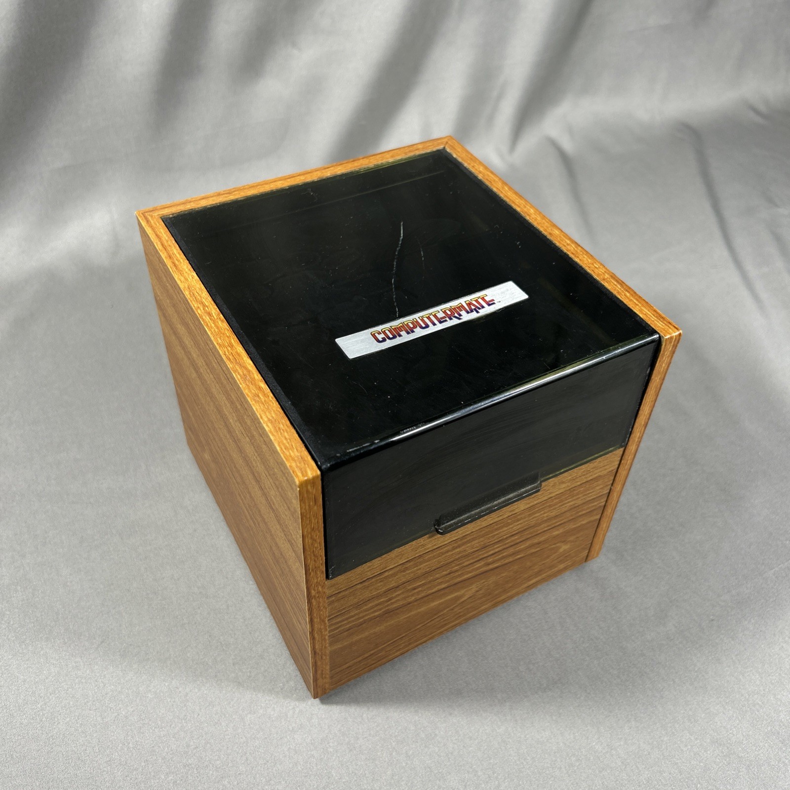 VTG ComputerMate Wood CD ROM Holder Color Logo Computer Storage With Dividers