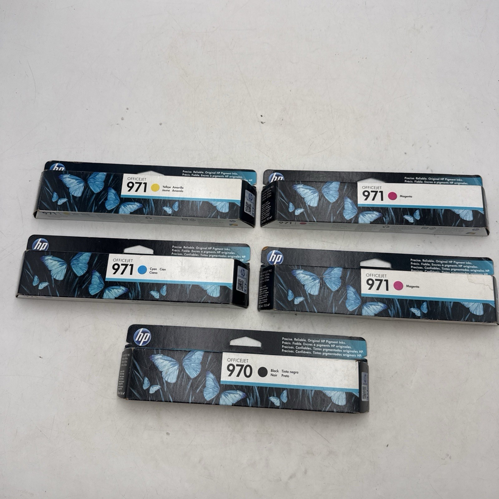 5pk Genuine HP 970 Black & 971 Color X476dn X576dn X451dn X551dw Exp. 2015-16