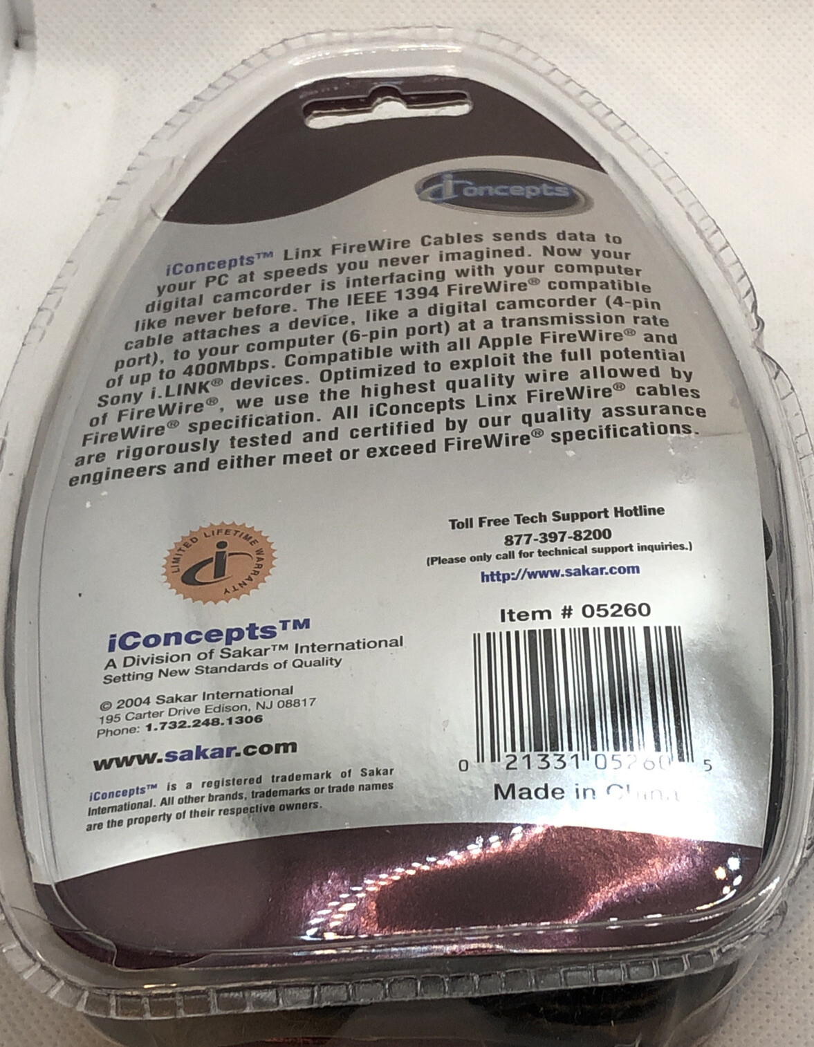 iCONCEPTS LINX FIREWIRE 4-4 PIN 10 ft Cable Data Link NEW SEALED | Great Value