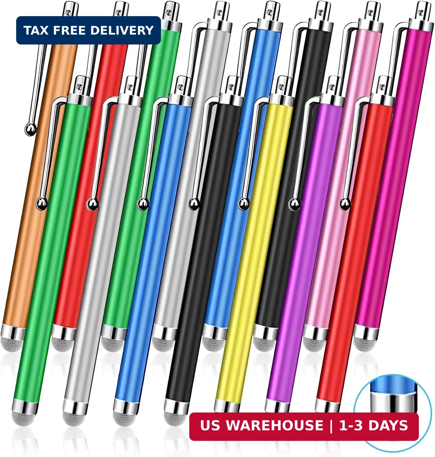 Stylus (15 PCS), Stylus for Touchscreen, Universal Fiber Tip, Pen Clip