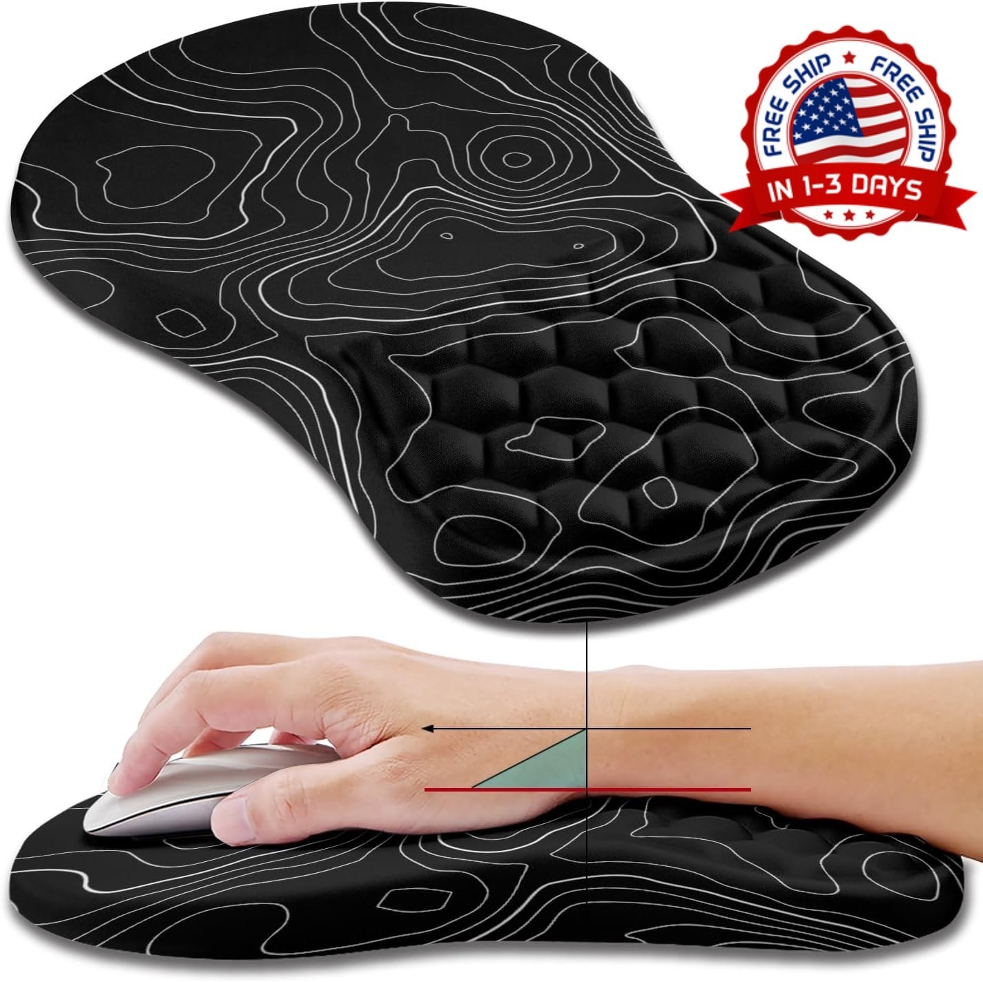 Almohadilla de raton ergonomica con soporte de espuma de memoria 11.8x7.9 pulg