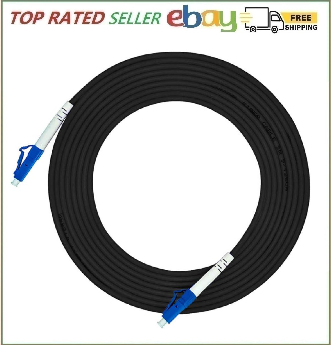 100ft 100feet 30m LC to LC Outdoor Armored Simplex 9/125 SM Fiber Optic Cable...