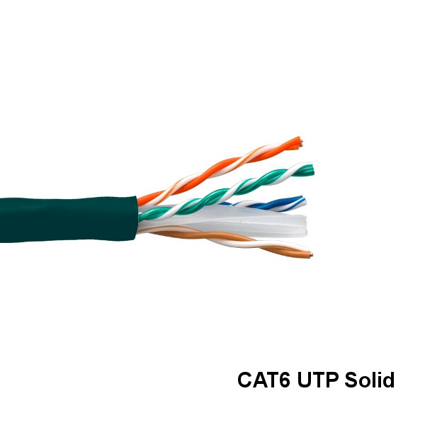 Kentek Green 1000' Cat6 UTP Solid Ethernet Bulk Cable 23AWG 550MHz PVC RJ45
