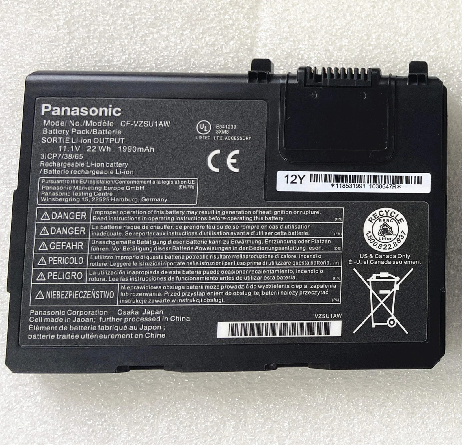 Genuine Panasonic CF-VZSU1AW Standard CF33 Toughbook CF-33 Battery 1990mAH 11.1V