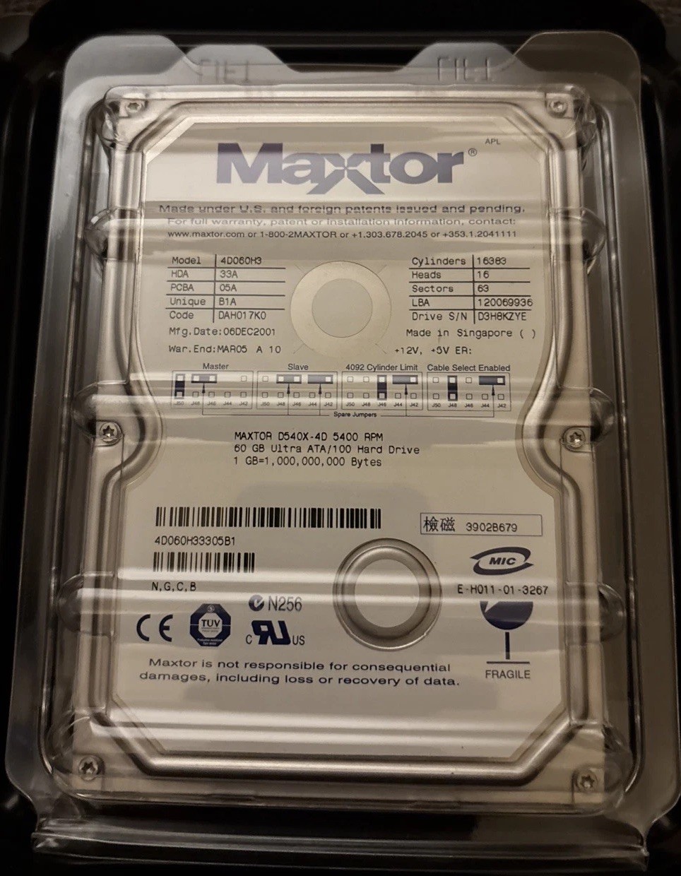 Maxtor  60GB IDE/ATA-5 5400RPM 2MB - 4D060H3 470037-364