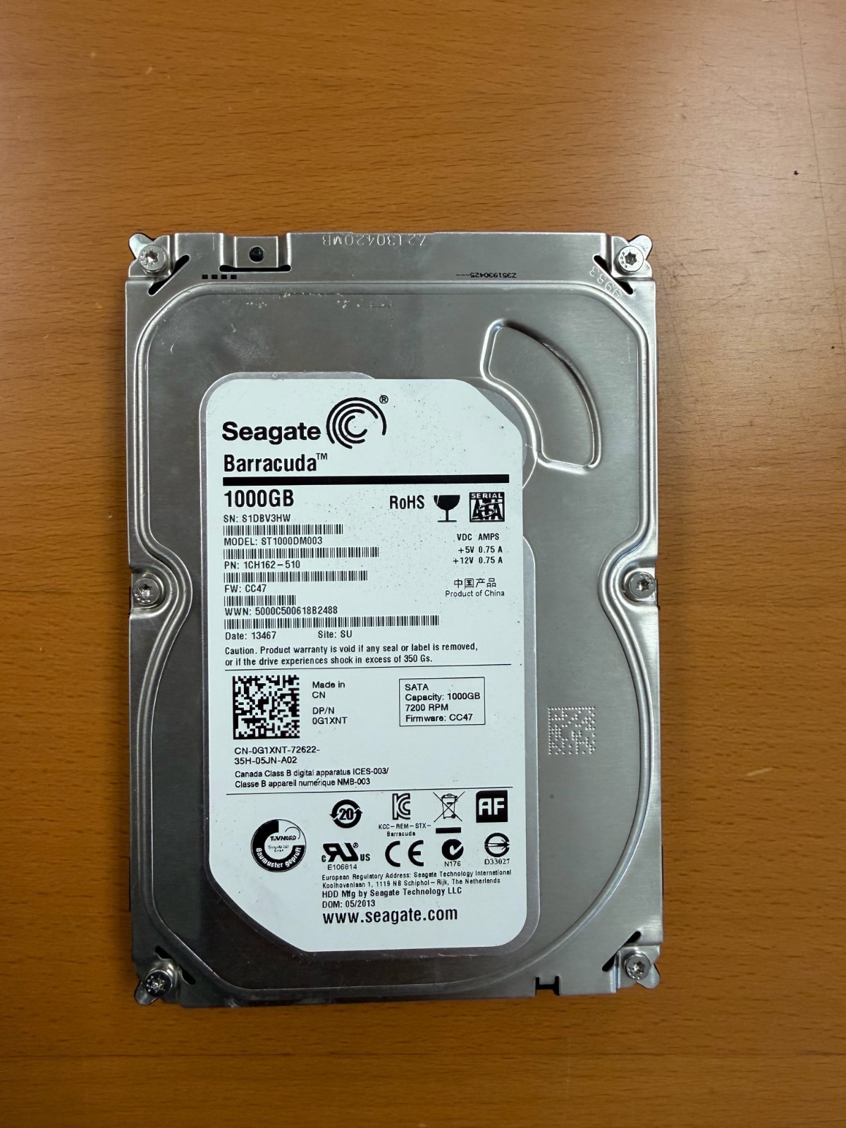Seagate Barracuda ST1000DM003 1TB 7200RPM 3.5 SATA Tested Dell 0G1XNT
