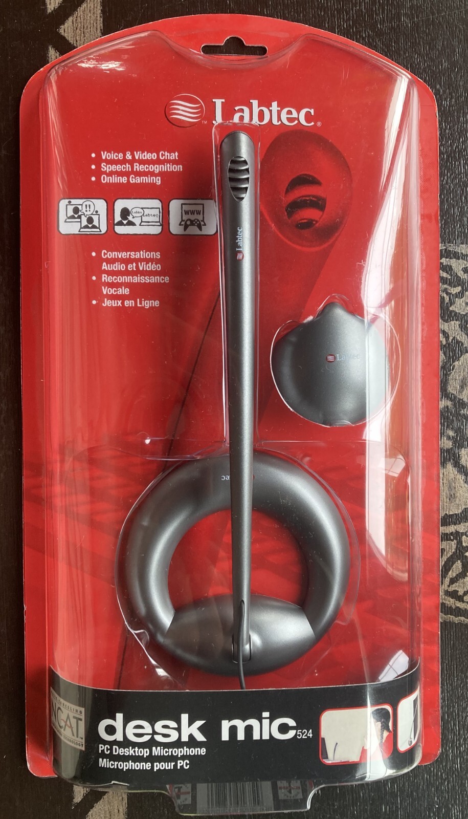 NEW SEALED--Labtec 524 Desktop Microphone w/Monitor Mount