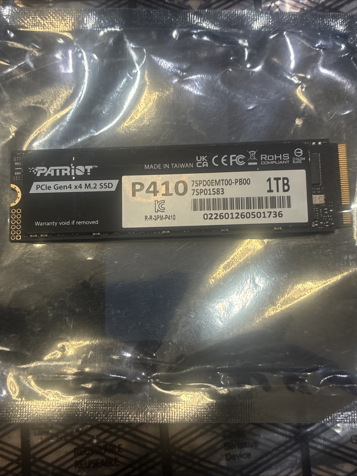 Patriot P410 1TB M.2 2280 PCIe Gen4x4 NVMe 1.4 5000MB/s Internal SSD 100% HEALTH