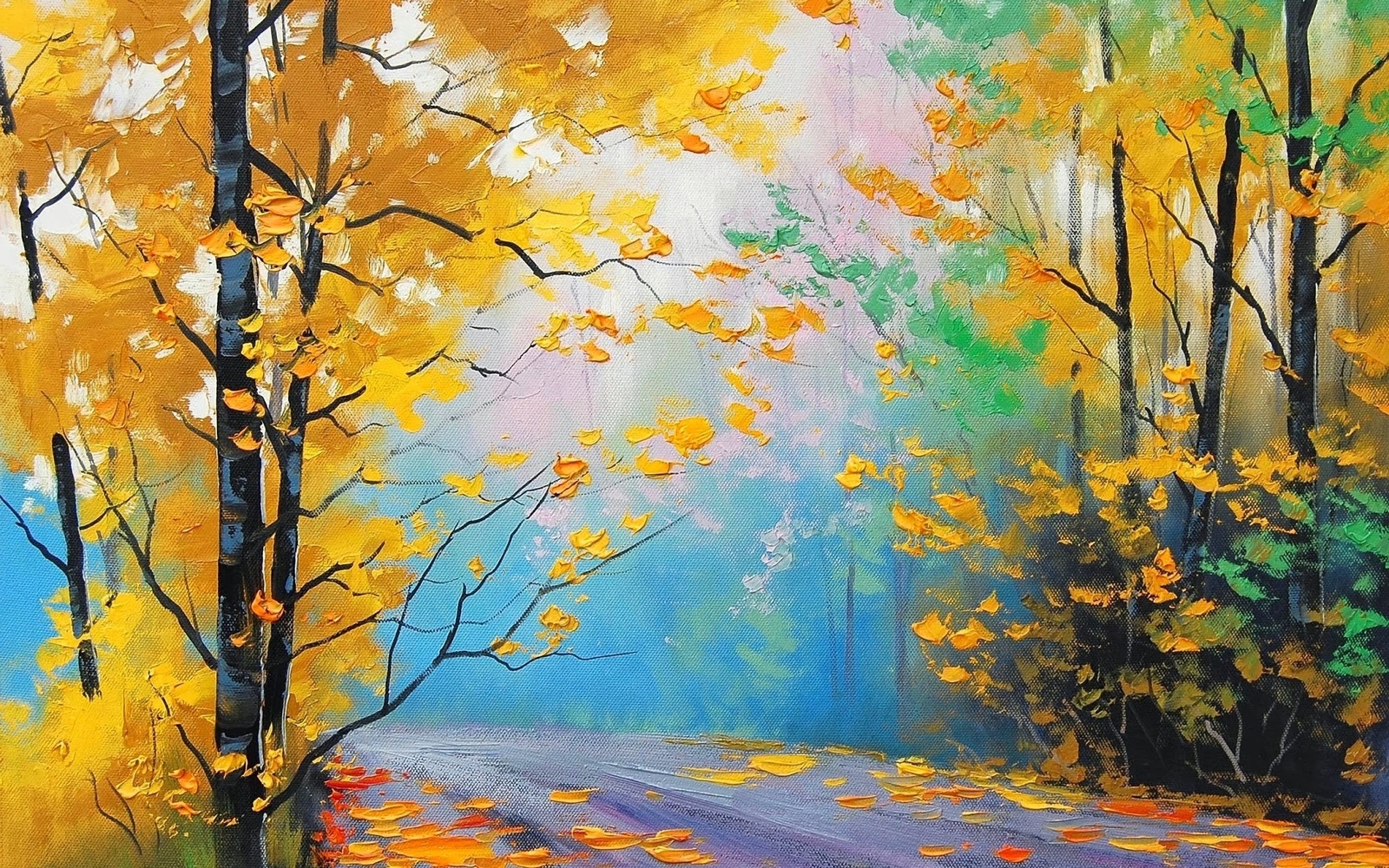 Landscape fall painting trees leaves park graham gercken Custom Gaming Mat Desk