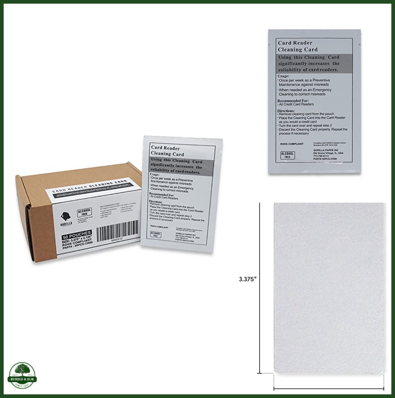 GORILLA SUPPLY Credit Card Cleaning Cards, Dual Side Card Reader Cleaner, POS Te