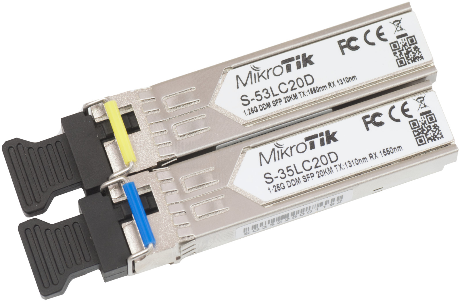 Mikrotik S-3553LC20D Two SFP (1.25G) module kit, 20Km, single mode.