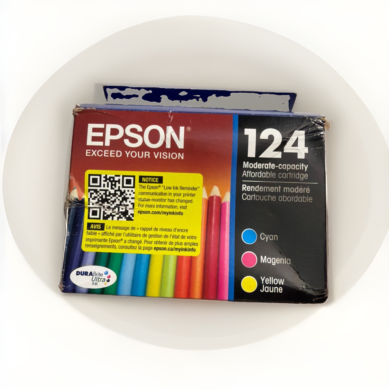 Genuine Epson 124 T124520  Tri Color Inkjet Cartridge Pack Exp 12/27 NEW J