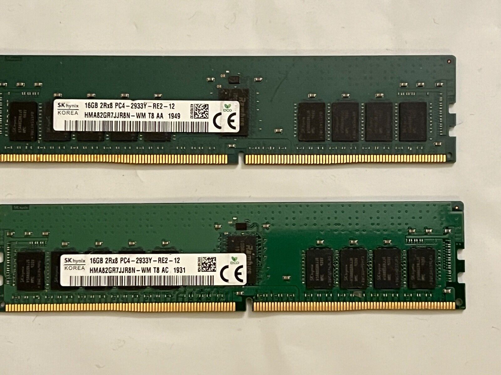 SK HYNIX 32GB (2x16GB) 2Rx8 PC4-2933Y DDR4 ECC Memory HMA82GR7JJR8N-WM