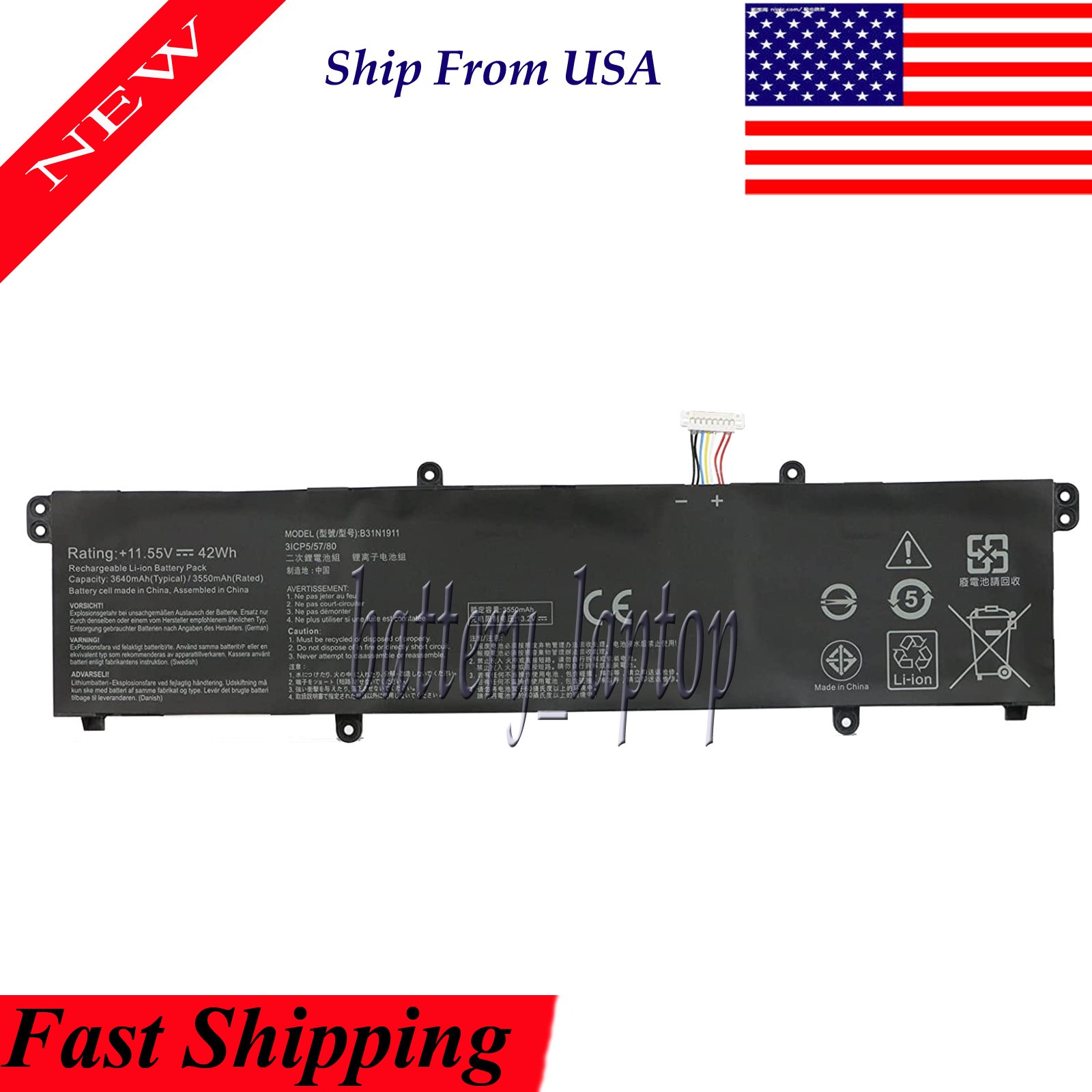 New Battery For Asus Vivobook F1502Z F1502ZA Laptop Battery B31N1911 TM420IA