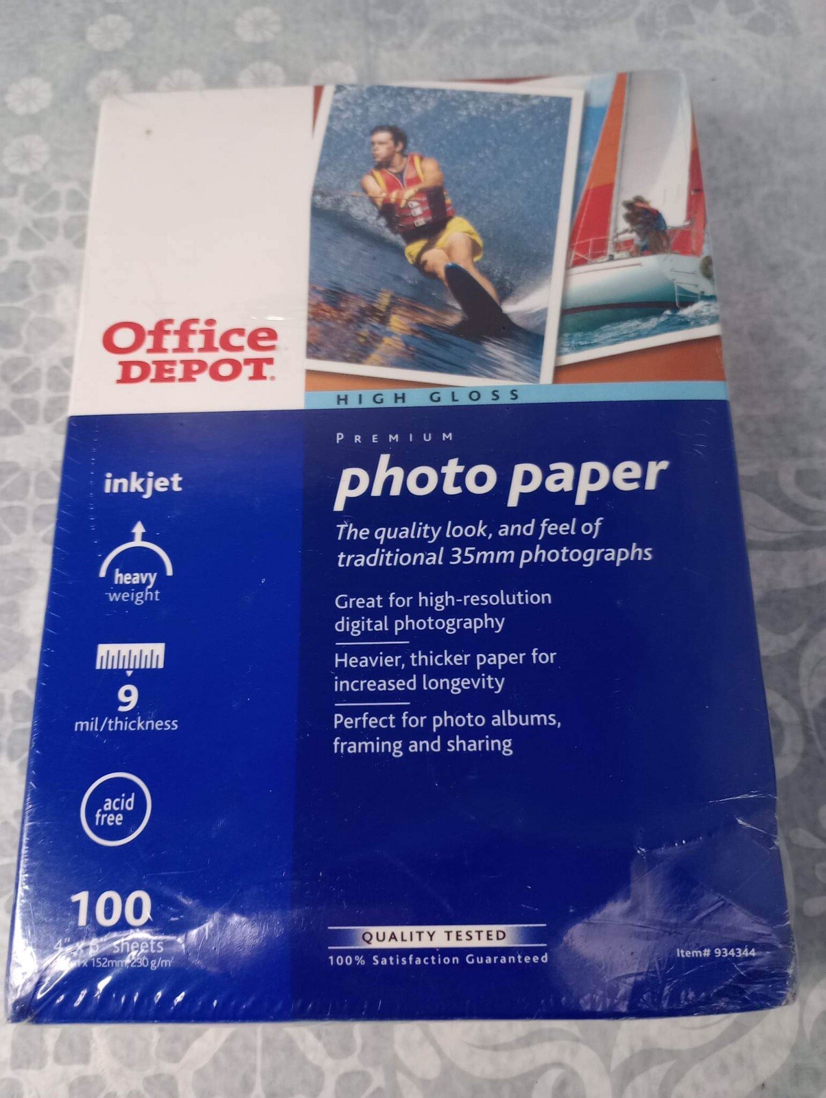 Photo Paper 4X6 100 Sheets High Gloss Premium Office Depot Inkjet new Sealed