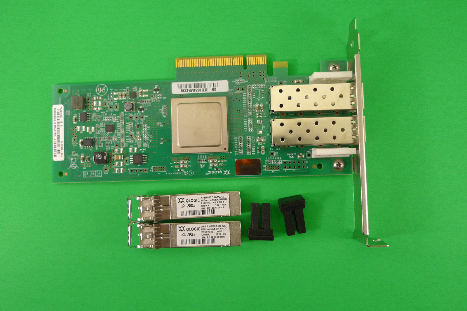 Qlogic QLE2562 Dual Fiber Network Card w/2 8G Transceivers MFP5T