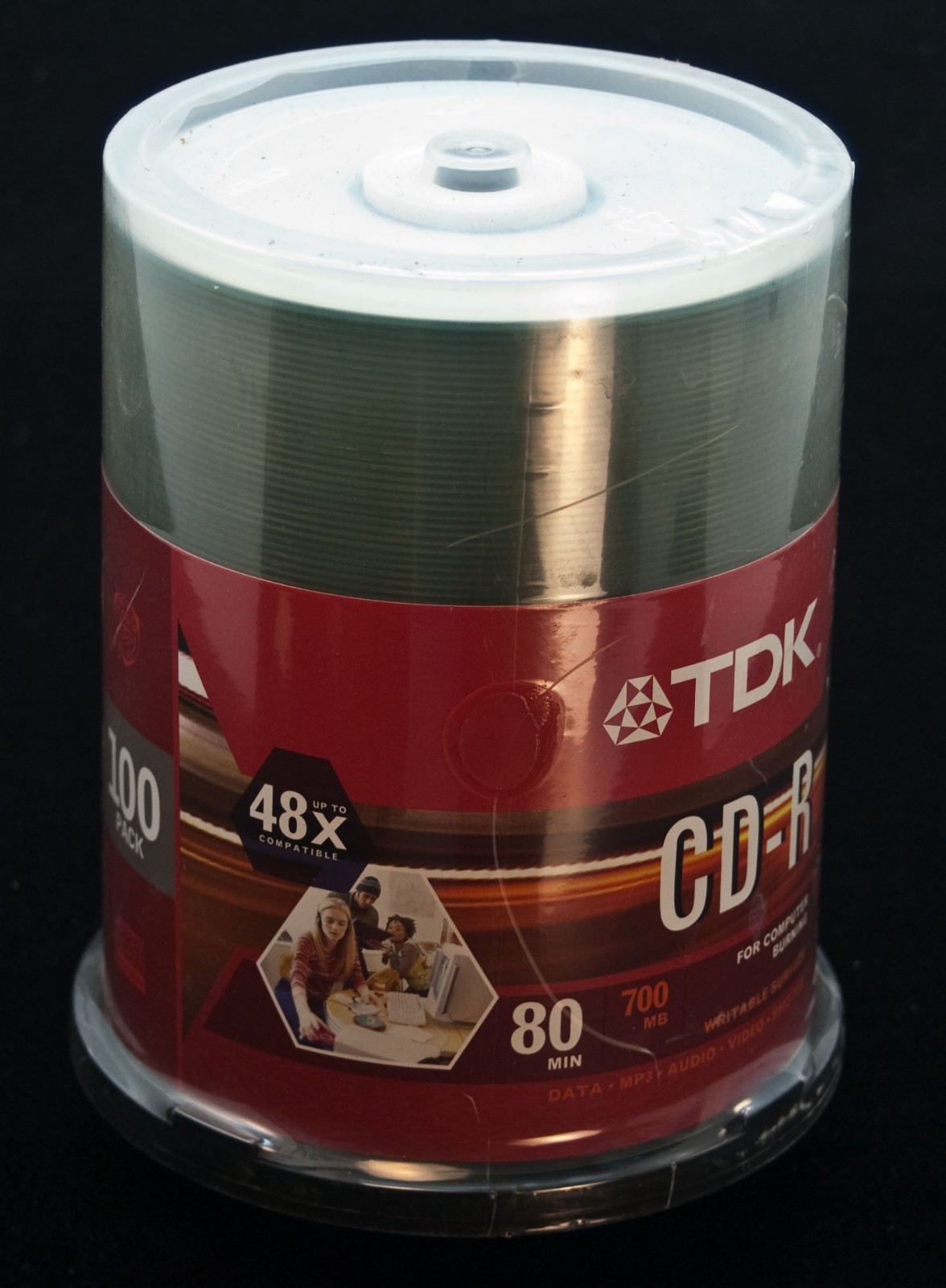 TDK (100) CD-R 80 min, 700 MB, Up to 48x, Blank Discs Spindle, Factory Sealed