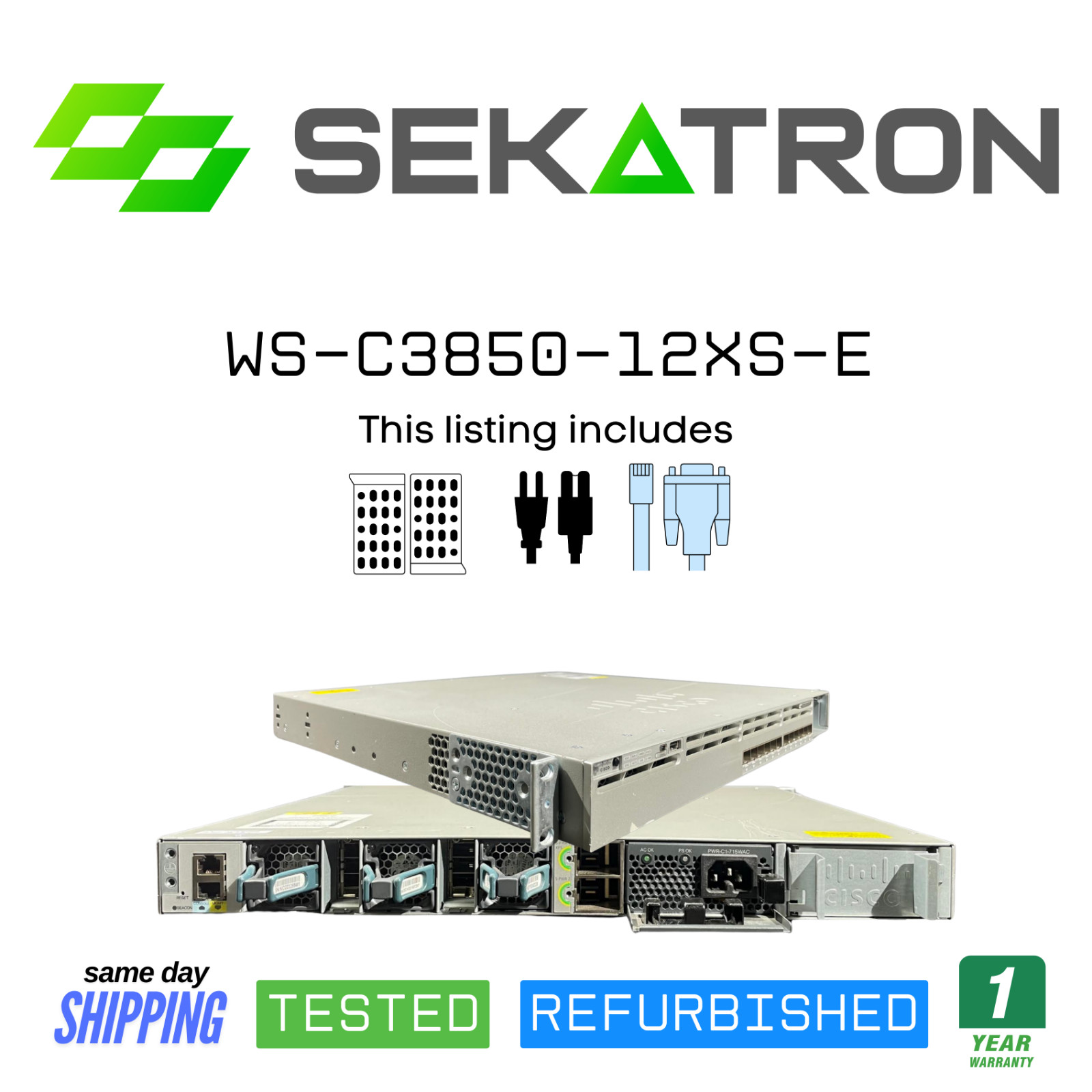 ♻️ Cisco WS-C3850-12XS-E  12-Port 10G SFP+ Stackable Fiber Switch ⚡Fast Ship