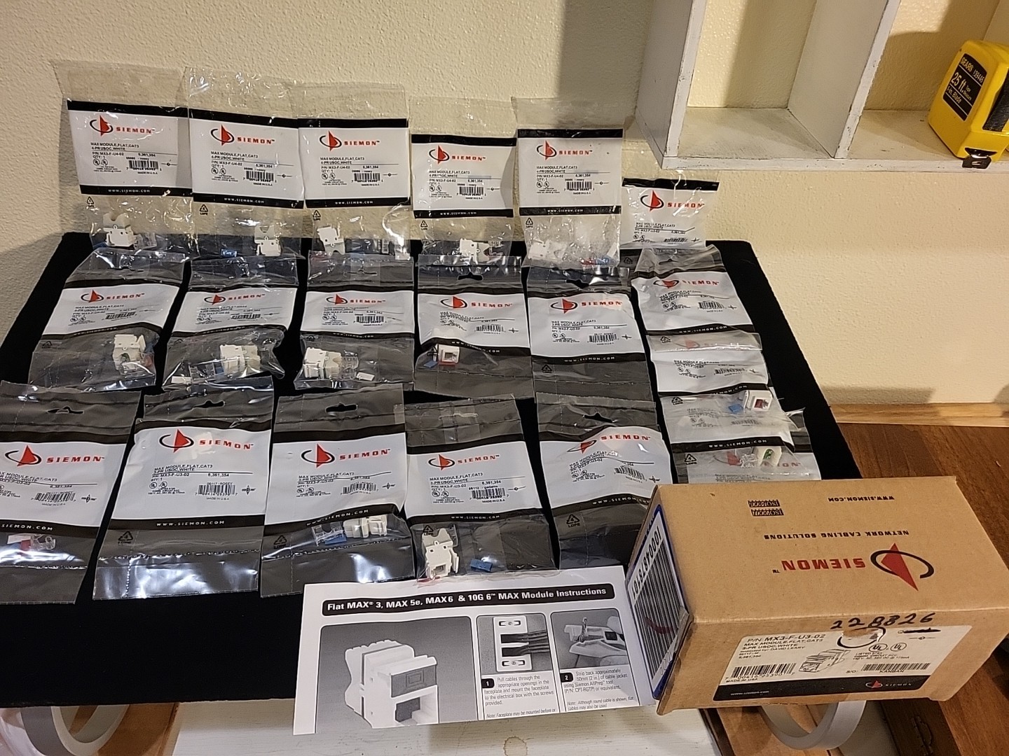 Box of 20 Siemon MX3 - F - U3 - 02  Max Module Flat Cat 3 White Open Box NOS  TA