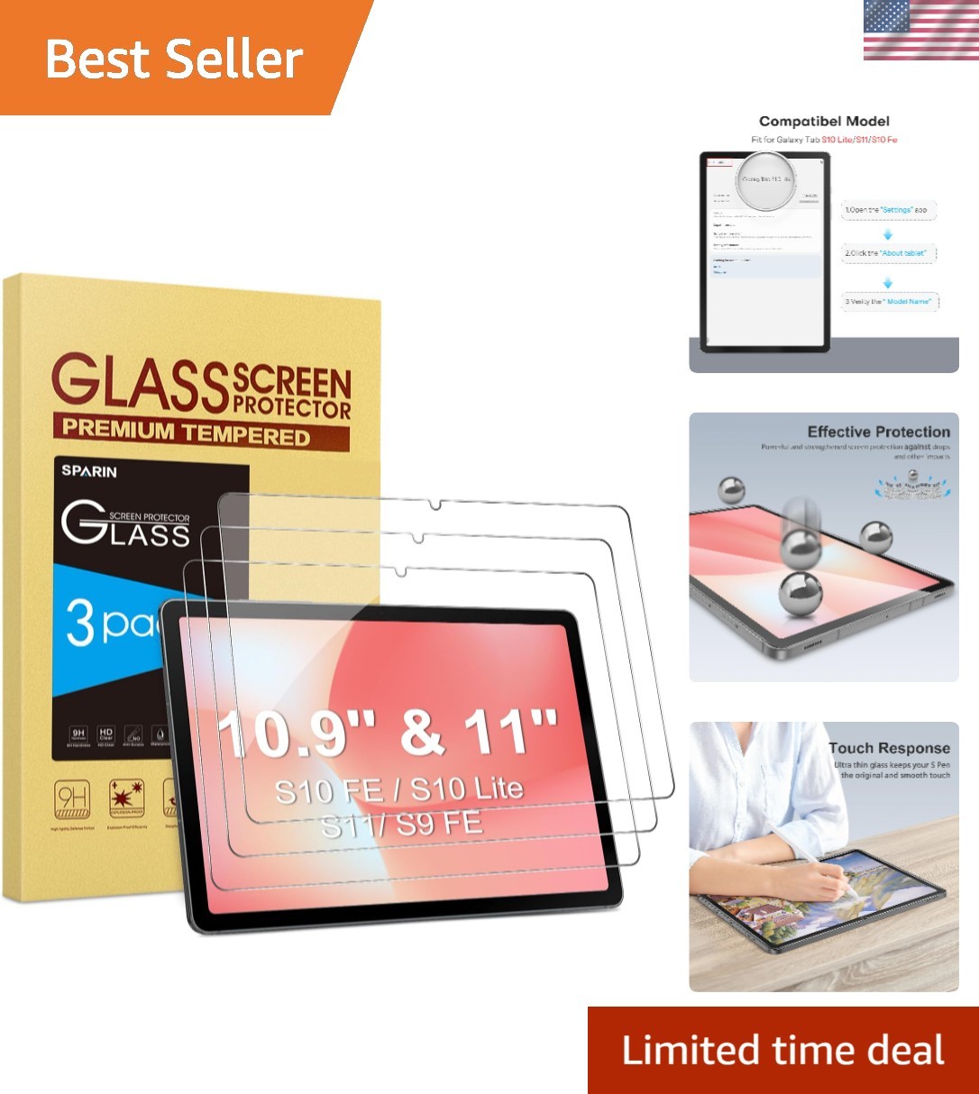 Bubble-Free Installation Screen Protector for Galaxy Tab S11/S10 Lite - 10.9”
