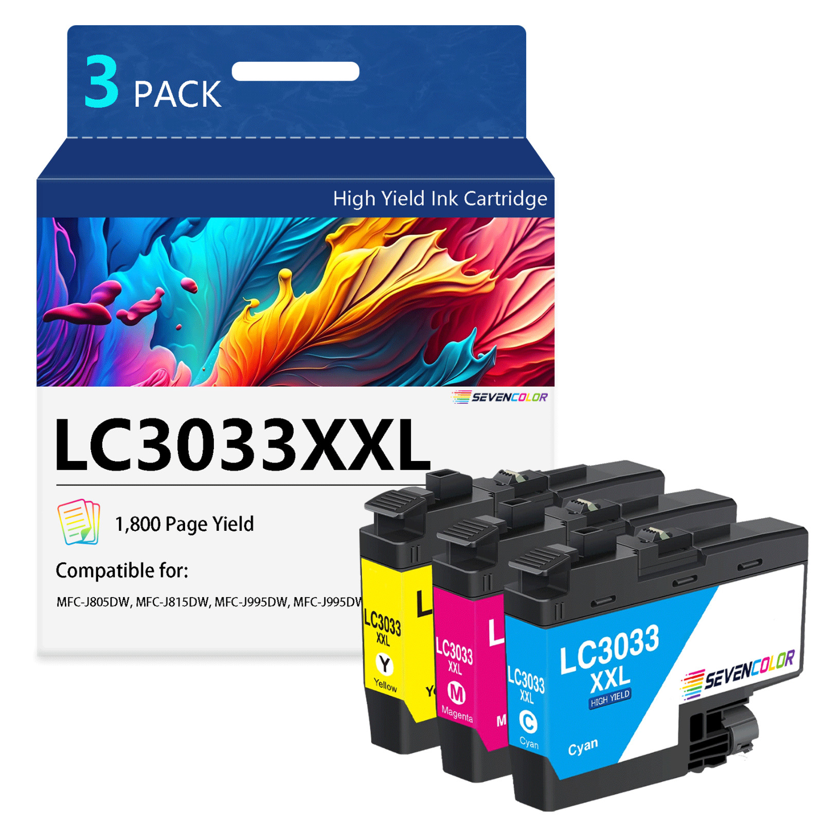 LC30333PKS Super High-yield Color Ink Cartridges, Page Yield Up to 1,500 Pages