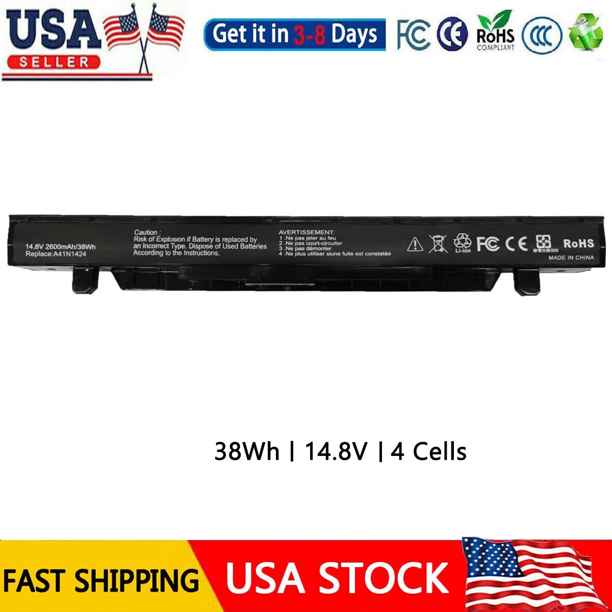 A41N1424 Battery Replacment for ASUS ROG GL552 GL552V GL552VW GL552JW GL552JX