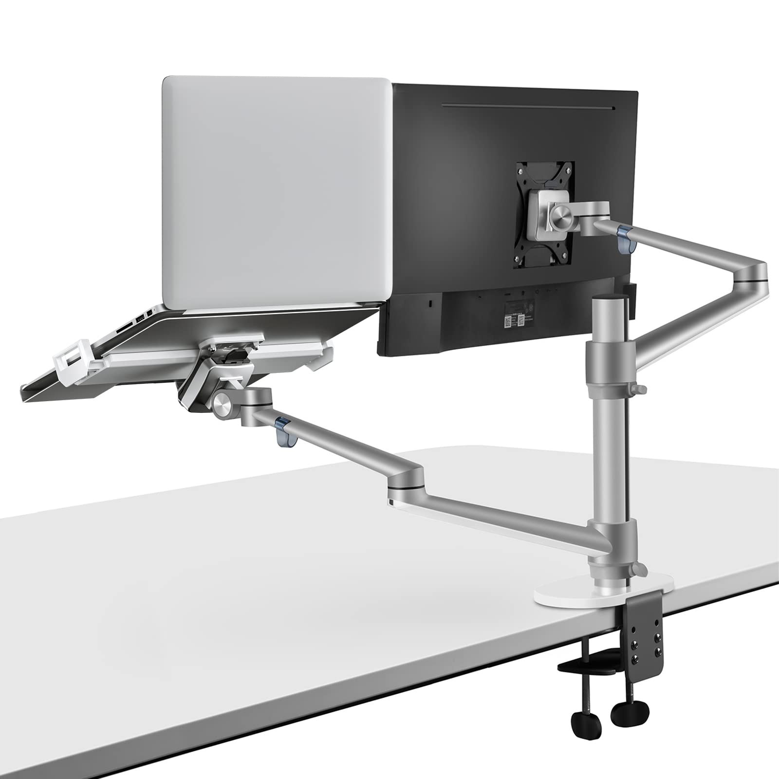 Viozon Monitor and Laptop Mount, 2-in-1 Adjustable Dual Arm Desk Mounts Singl...