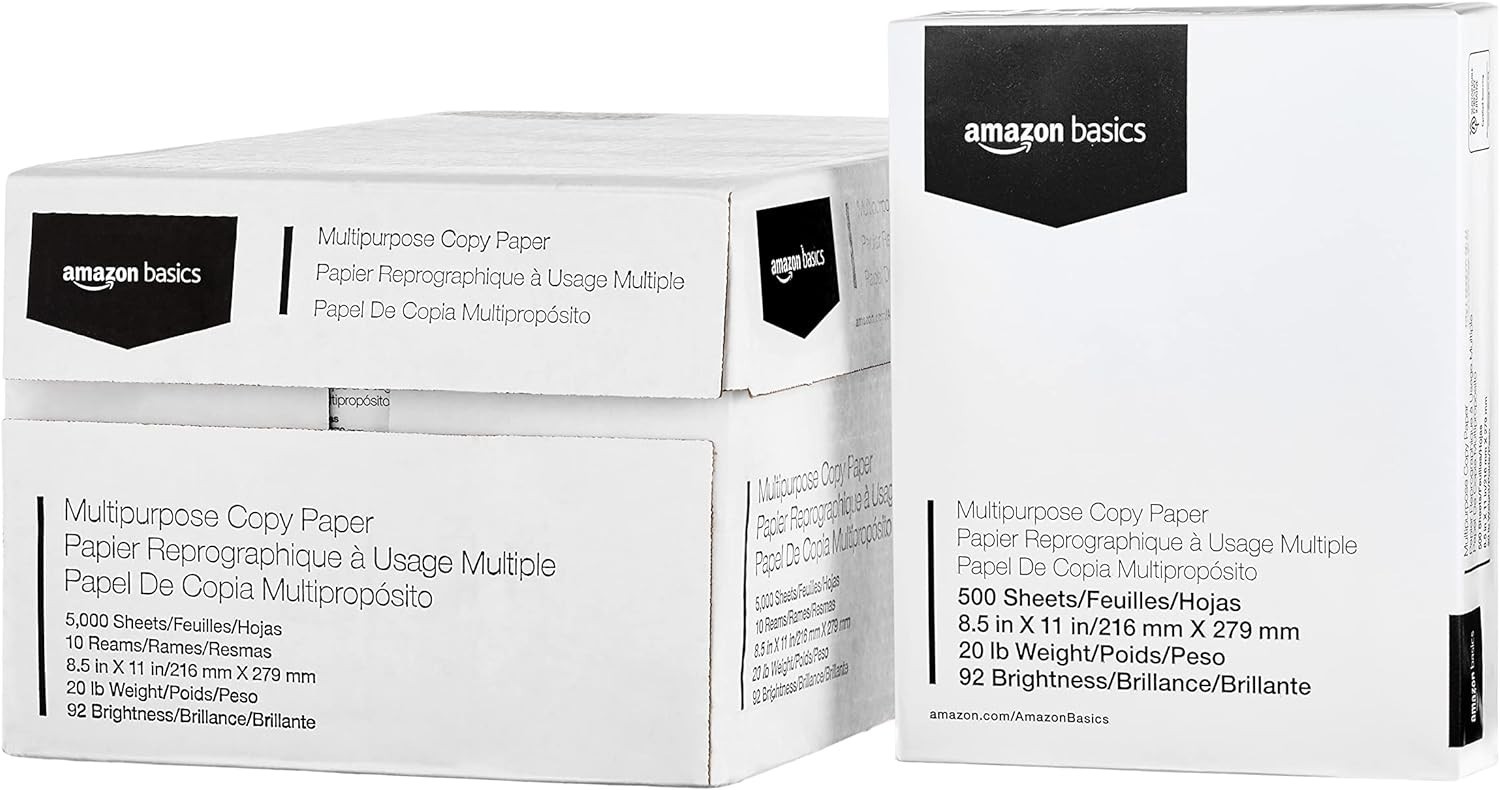 Multipurpose Copy Printer Paper, 20 Lb, 8.5 X 11 Inches, 10 Reams , 92 Bright