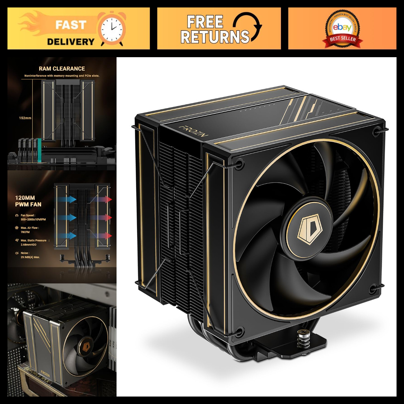 High-Performance CPU Cooler, Limited Edition, 100% RAM Clearance, Silent Operati