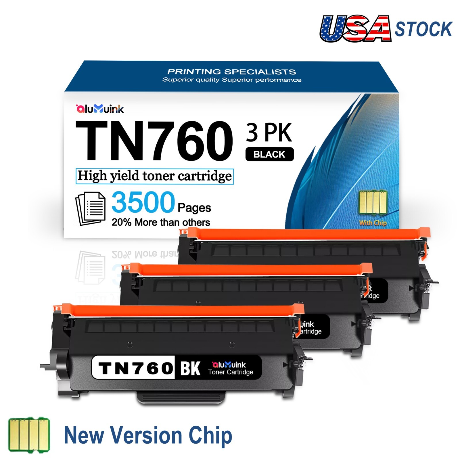 TN760 TN-730 Toner Cartridge for Brother MFC-L2750DW HL-L2370DW 3PK Black