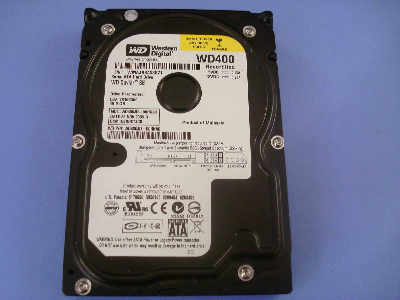 Western Digital  WD Caviar SE WD400  SATA 40GB Hard Drive WD400JD-00HKA0