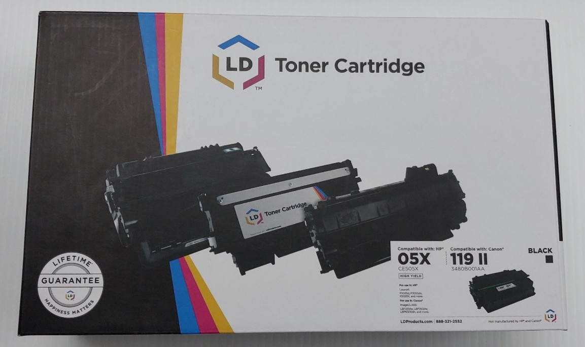 LD Replacement for HP 05X  Canon 119 II High Yield  Black Toner Cartridge 2 PK