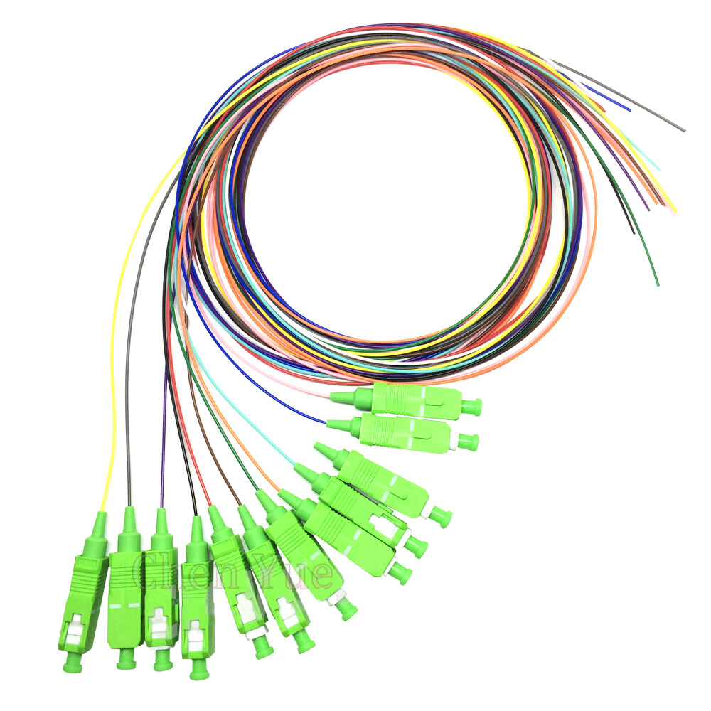 1.5M 12 Cores SC/APC 9/125 SM Ribbon pigtail Color-Coded Fiber Optic Pigtail