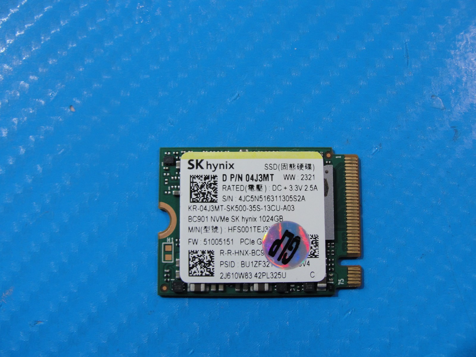 Dell 14 7430 SK hynix 1TB NVMe SSD Solid State Drive HFS001TEJ3X108N 4J3MT