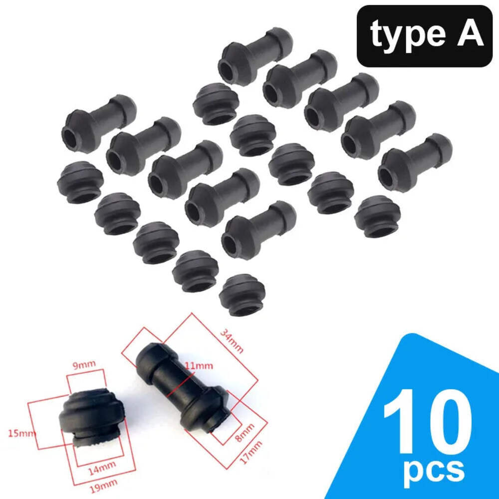 10pcs Brake Upper Lower Pump Caliper Shock Absorber Sleeve Dust Cover Rubber Dis