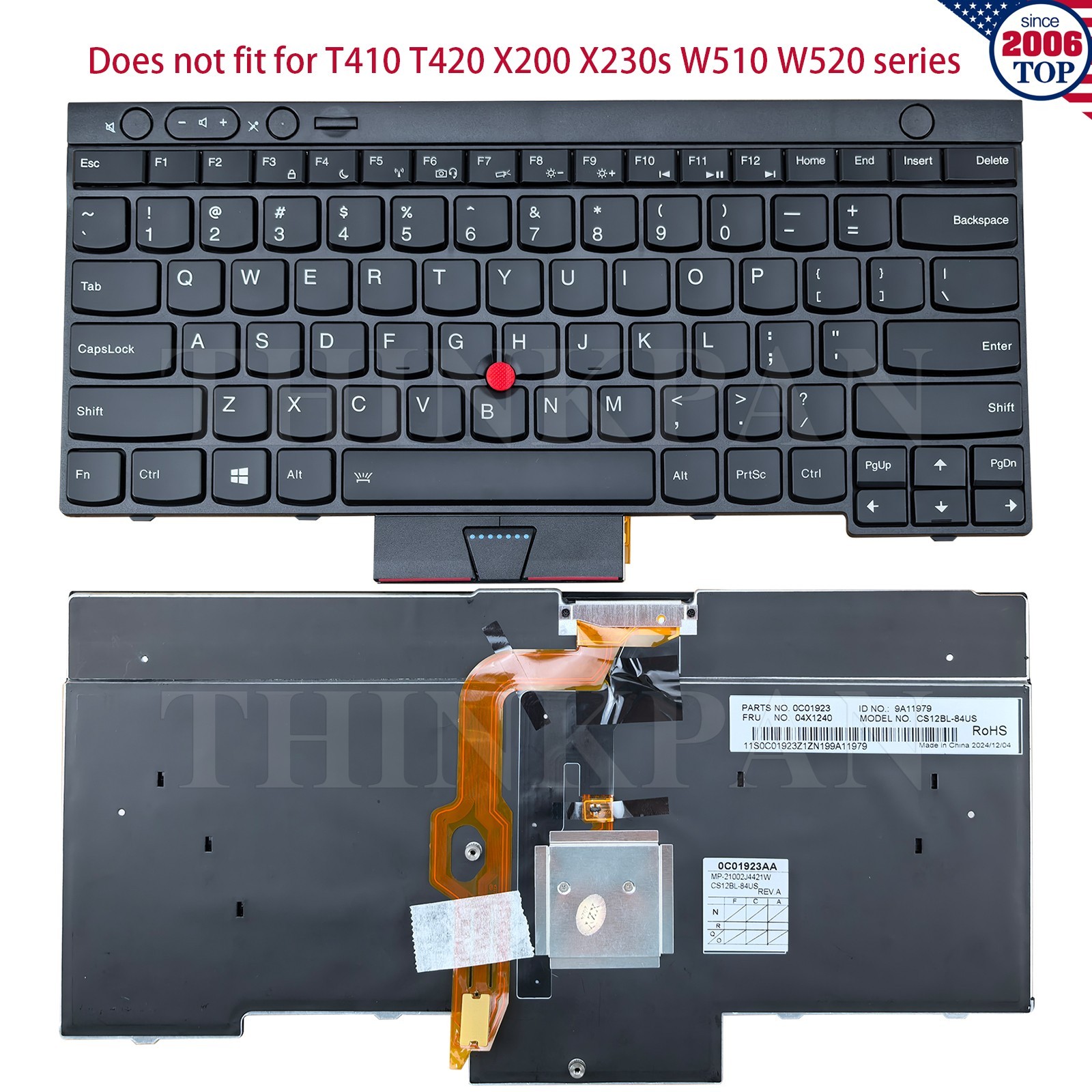 New US Backlit Keyboard w/ Pointer for Thinkpad T430 T430s T530 W530 L430 X230