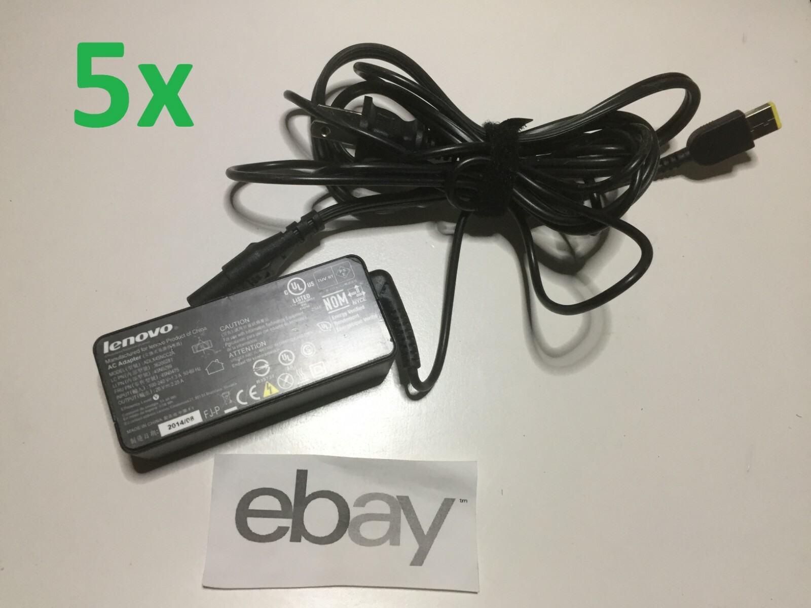 Lot of 5 Genuine Lenovo 45W 20V Laptop Power Adapter Charger w/ Cables Slim Tip