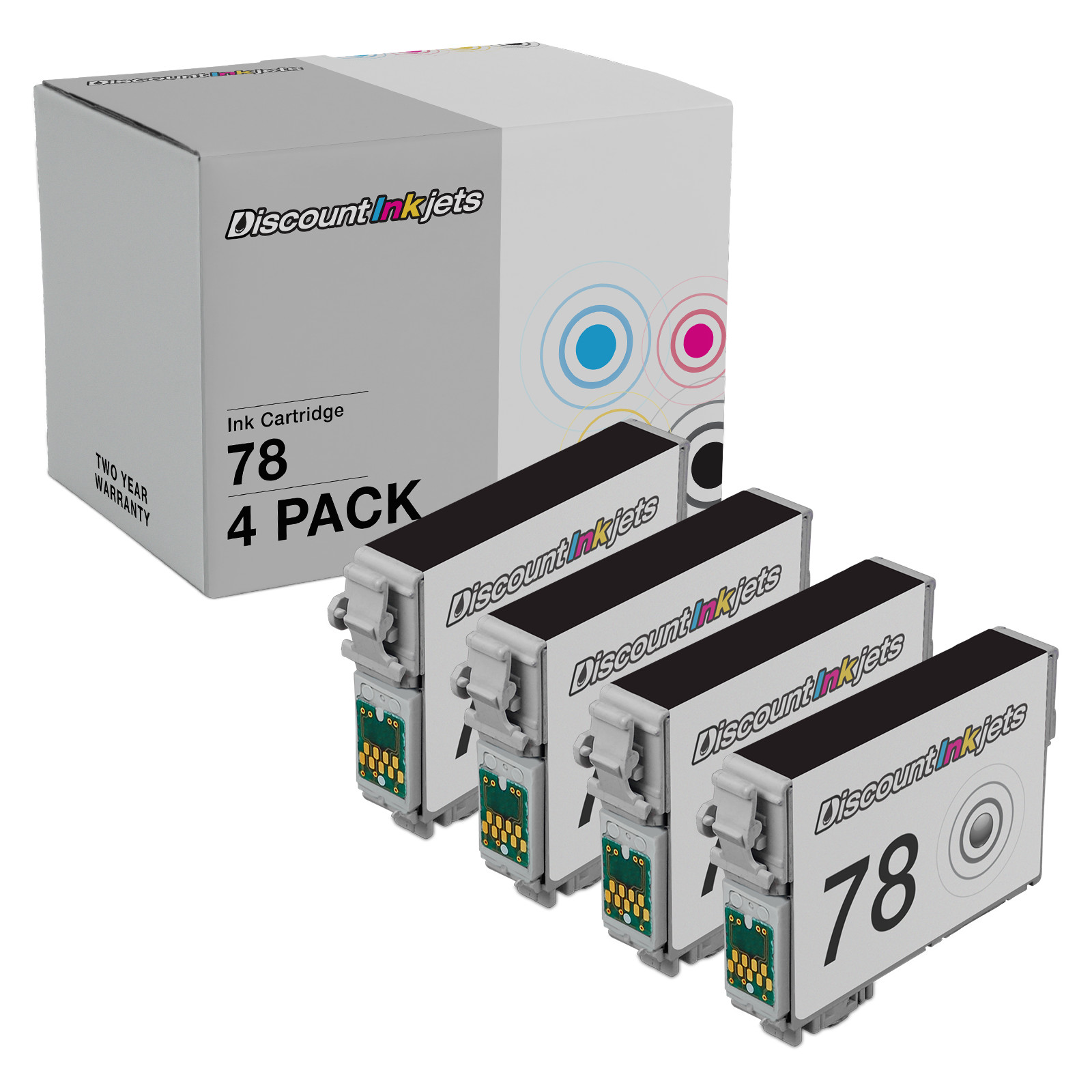 4PK T0781 78 Black Ink Cartridge for Epson T078120 Stylus Photo R260 RX595 RX680