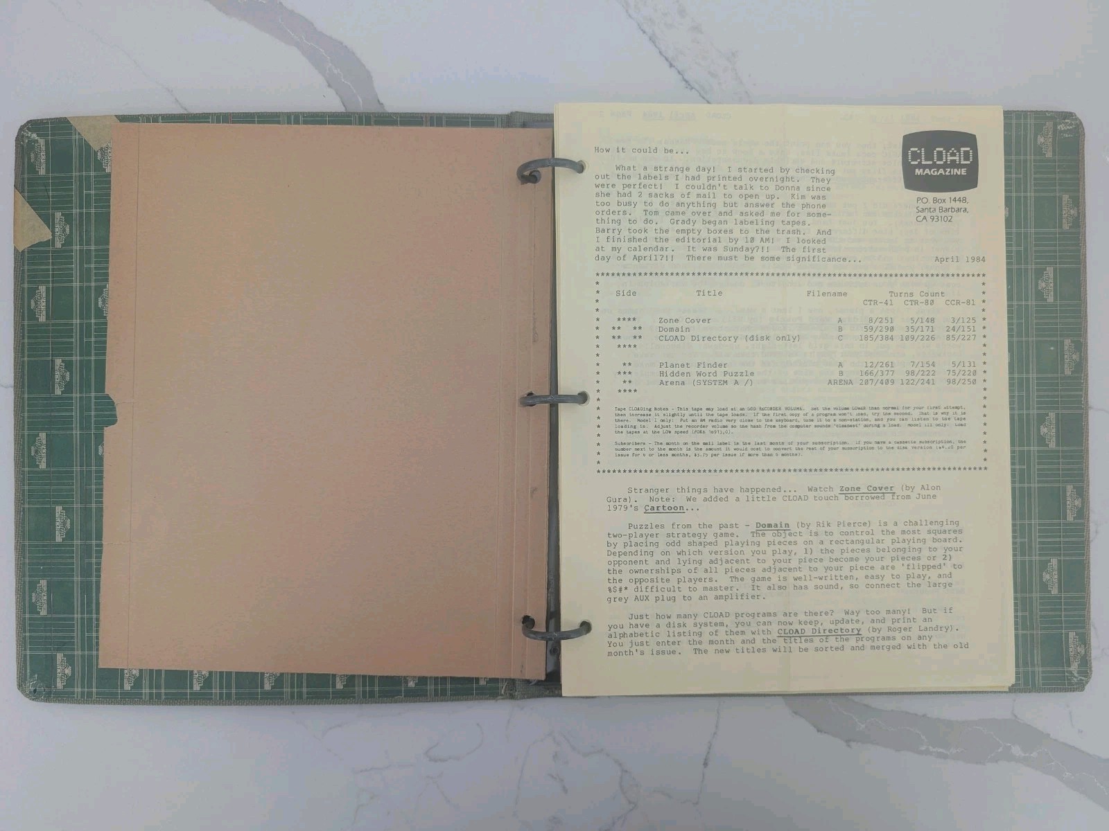 Vintage CLOAD Magazine Program Binder TRS-80 Software Listings Dec 1981+