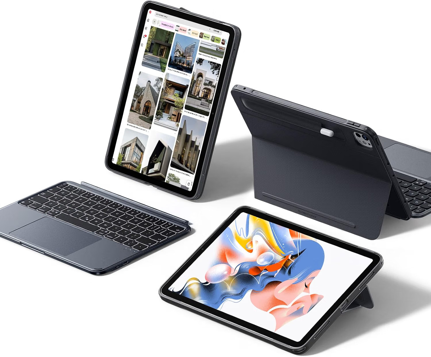 ESR for iPad Pro 11 Inch Case with Keyboard M5/M4, Multi-Angle Stand, Black
